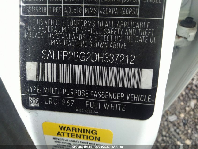 2013 LAND ROVER LR2 - SALFR2BG2DH337212