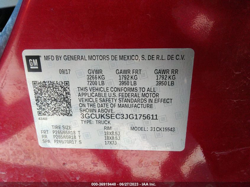 2018 CHEVROLET SILVERADO 1500 LTZ - 3GCUKSEC3JG175611