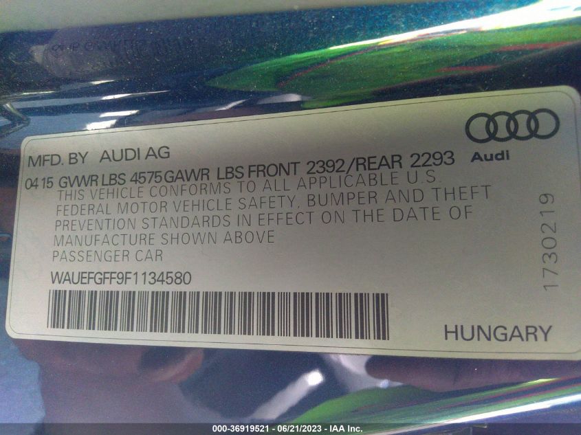 2015 AUDI A3 2.0T PREMIUM PLUS - WAUEFGFF9F1134580