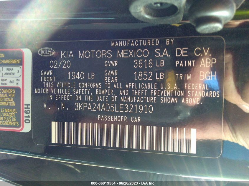 2020 KIA RIO LX/S - 3KPA24AD5LE321910