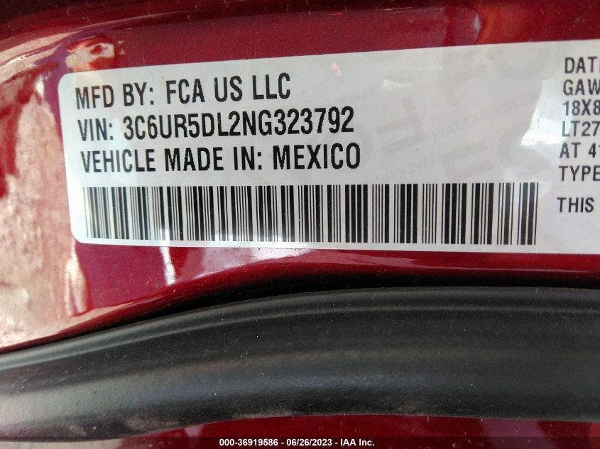 2022 RAM 2500 BIG HORN/LONE STAR - 3C6UR5DL2NG323792