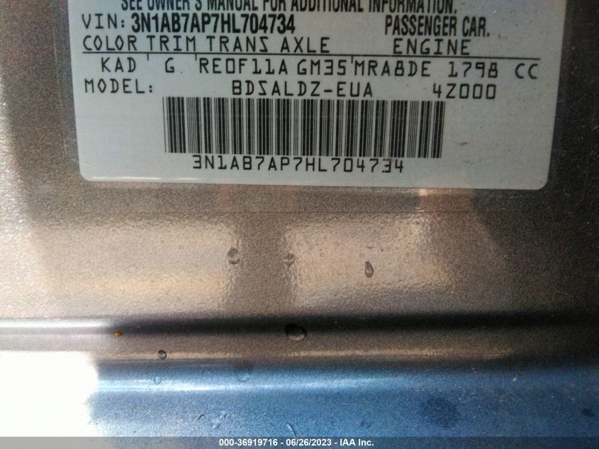 2017 NISSAN SENTRA SV - 3N1AB7AP7HL704734