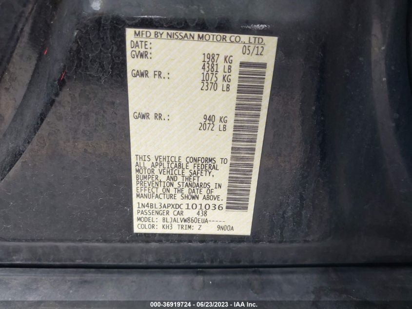 2013 NISSAN ALTIMA 3.5 SL - 1N4BL3APXDC101036