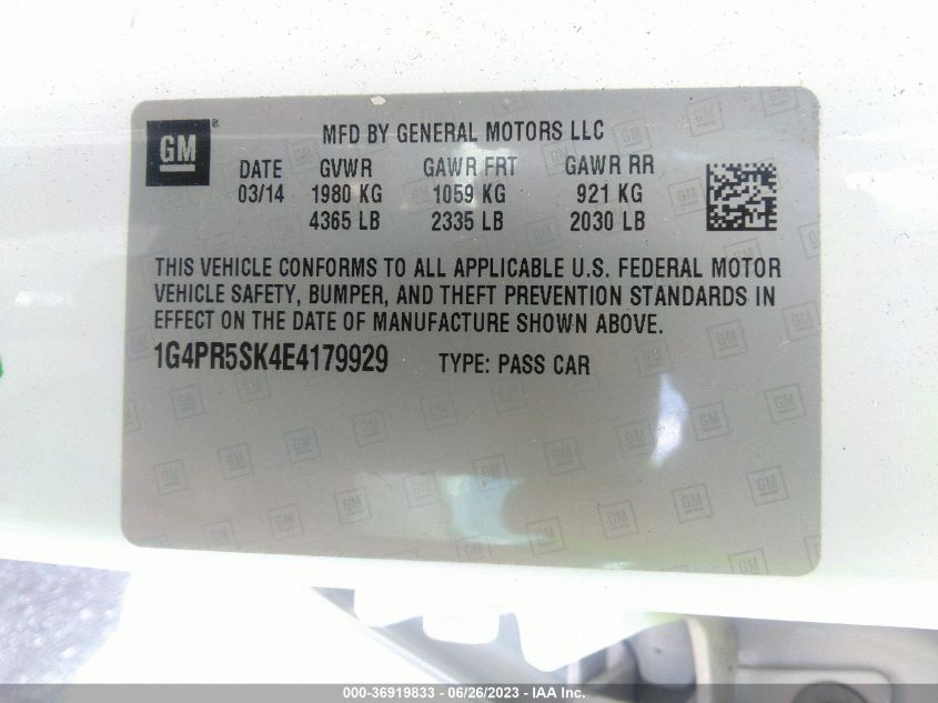 2014 BUICK VERANO CONVENIENCE GROUP - 1G4PR5SK4E4179929