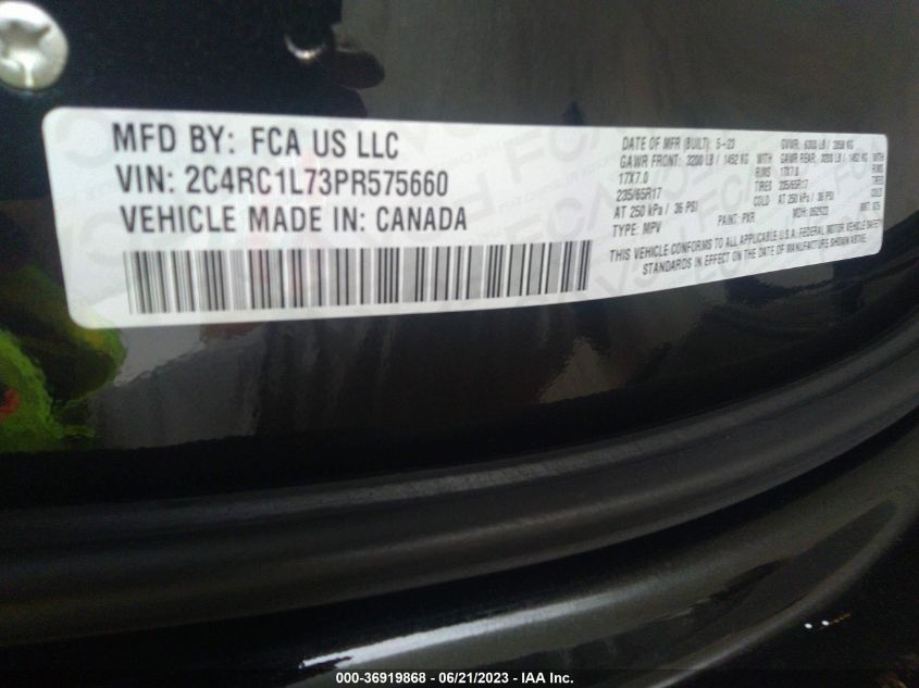 2023 CHRYSLER PACIFICA HYBRID TOURING L - 2C4RC1L73PR575660