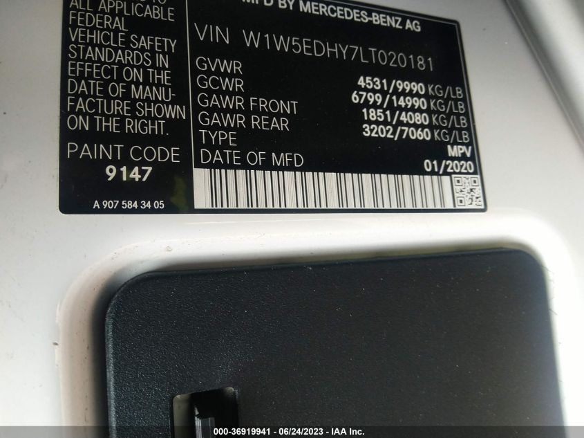 2020 MERCEDES-BENZ SPRINTER CARGO VAN W1W5EDHY7LT020181