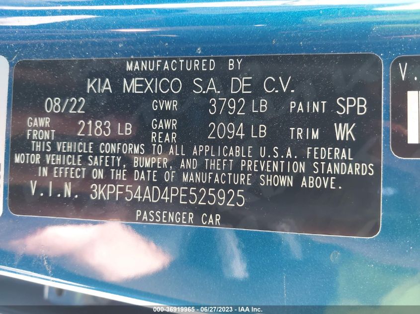 2023 KIA FORTE GT-LINE - 3KPF54AD4PE525925