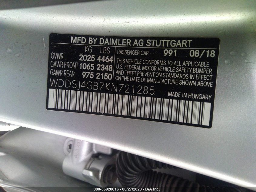 WDDSJ4GB7KN721285 Mercedes-Benz CLA 250 4MATIC 9