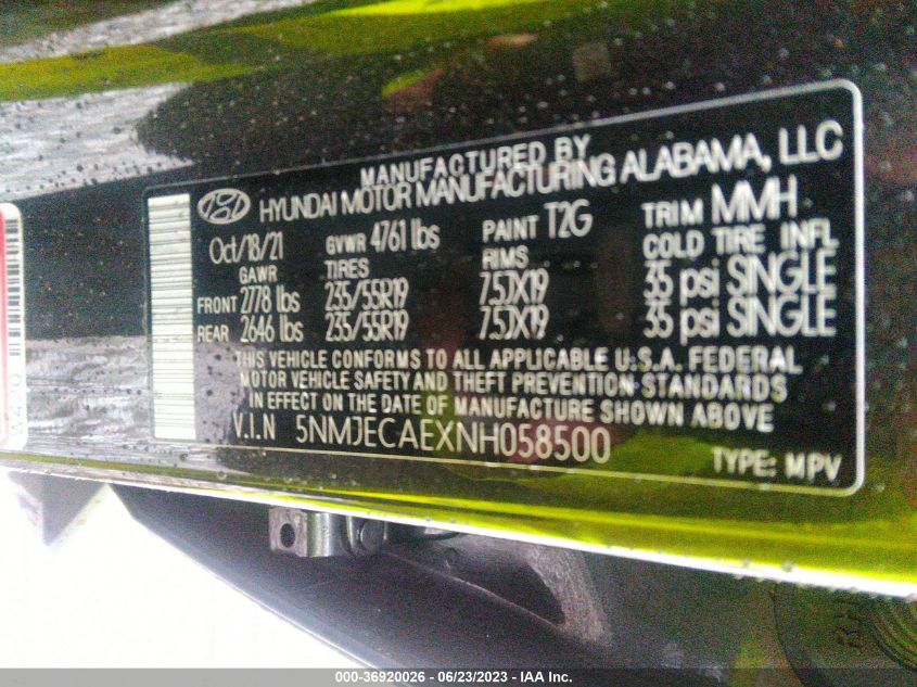 2022 HYUNDAI TUCSON LIMITED - 5NMJECAEXNH058500