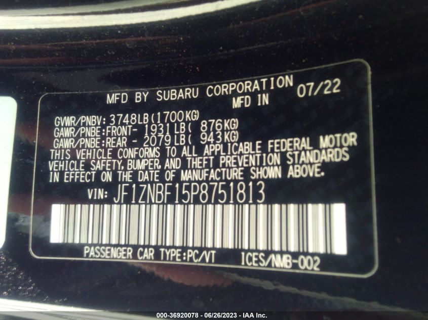 2023 TOYOTA GR86 PREMIUM JF1ZNBF15P8751813