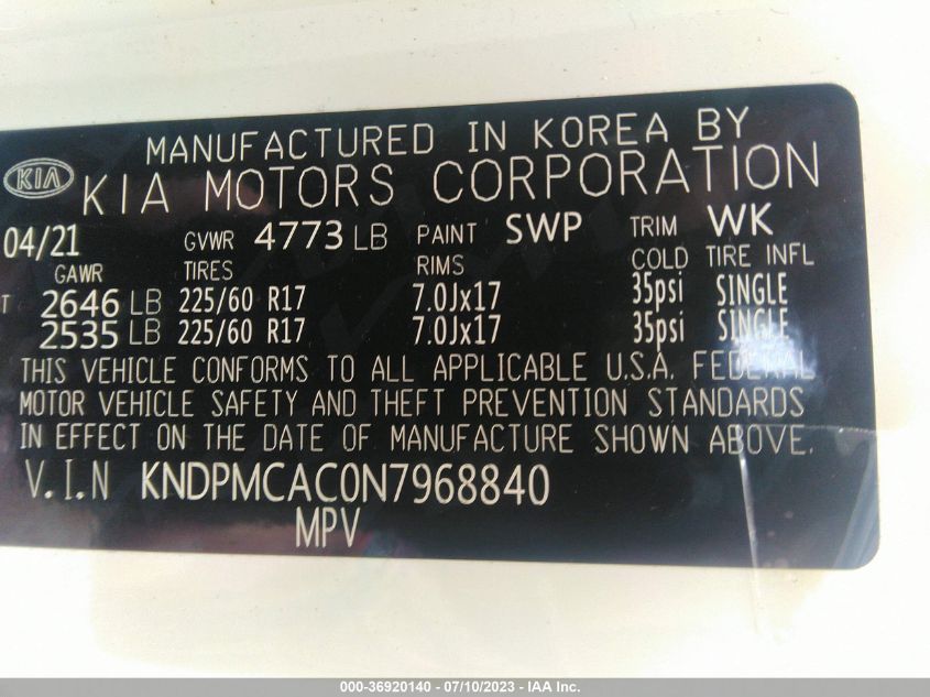 2022 KIA SPORTAGE LX - KNDPMCAC0N7968840