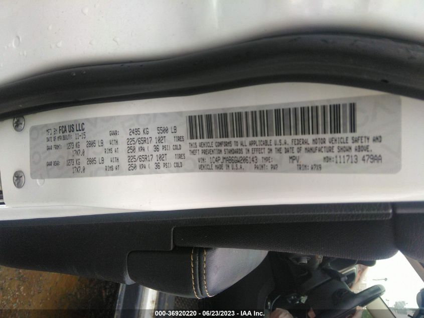 2016 JEEP CHEROKEE SPORT - 1C4PJMAB6GW206143
