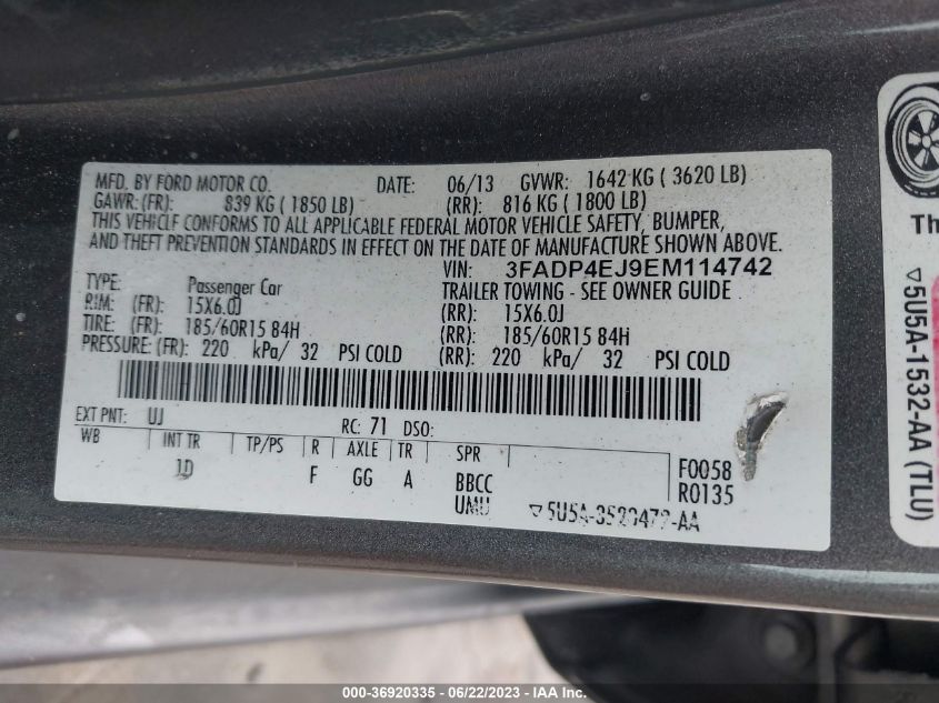 2014 FORD FIESTA SE - 3FADP4EJ9EM114742