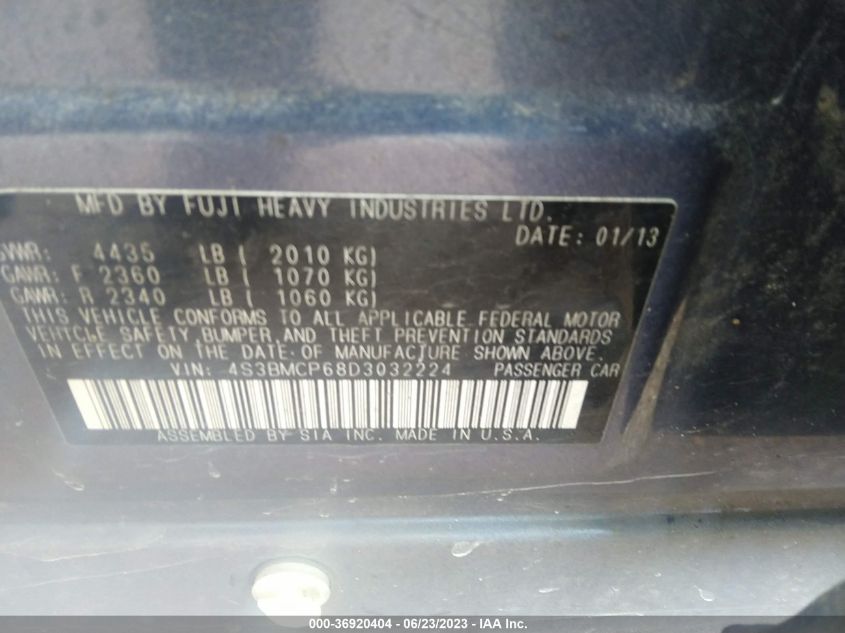 2013 SUBARU LEGACY 2.5I LIMITED - 4S3BMCP68D3032224