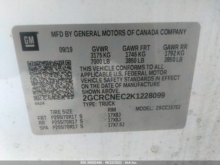 2019 CHEVROLET SILVERADO 1500 LD WORK TRUCK 2GCRCNEC3K1227642