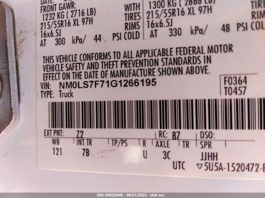 2016 FORD TRANSIT CONNECT XLT - NM0LS7F71G1266195