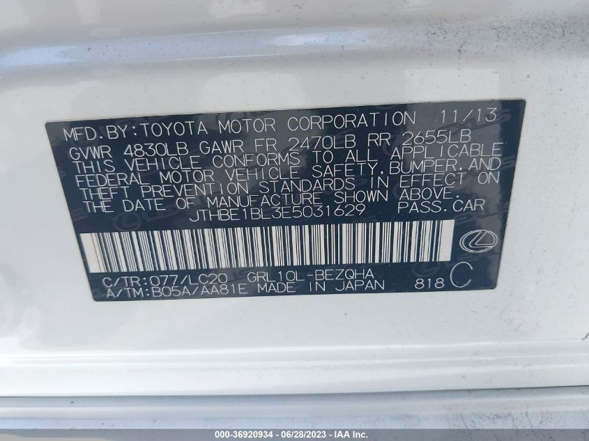 2014 LEXUS GS 350 - JTHBE1BL3E5031629