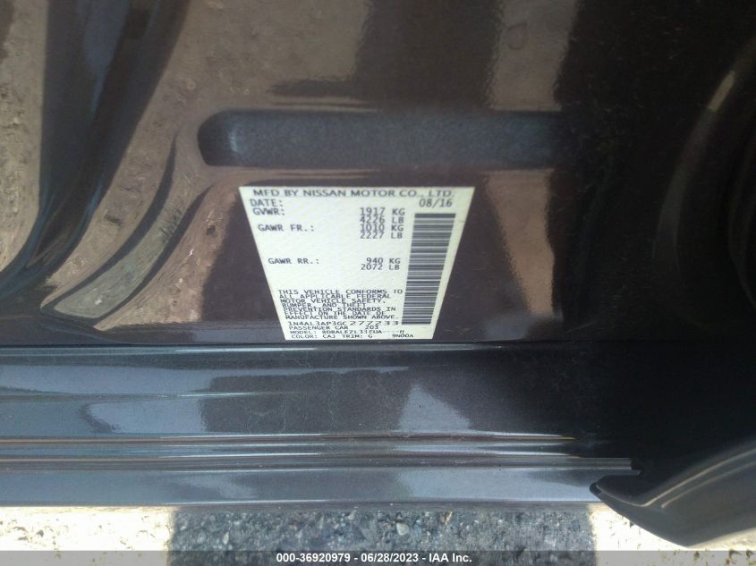 2016 NISSAN ALTIMA 2.5/S/SV/SL/SR - 1N4AL3AP3GC277233