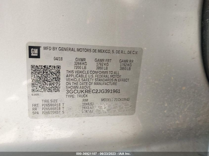 2018 CHEVROLET SILVERADO 1500 LT - 3GCUKREC2JG391961