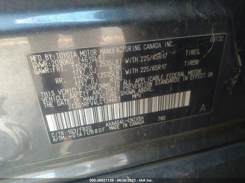 2020 TOYOTA RAV-4 - 2T3G1RFV42C134661