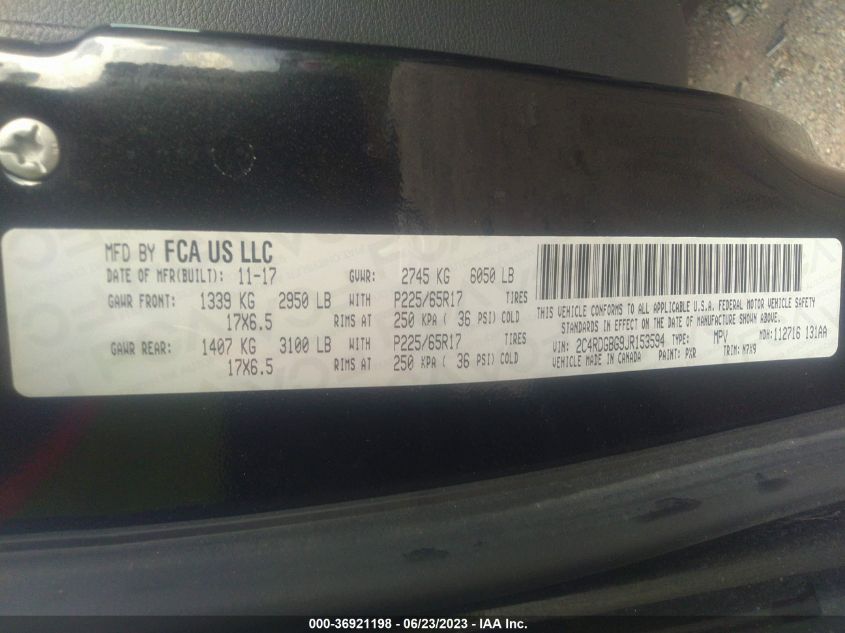 2018 DODGE GRAND CARAVAN SE - 2C4RDGBG9JR153594