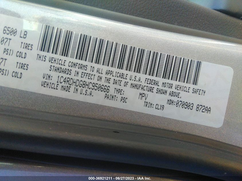 2017 DODGE DURANGO GT - 1C4RDHDG8HC950666