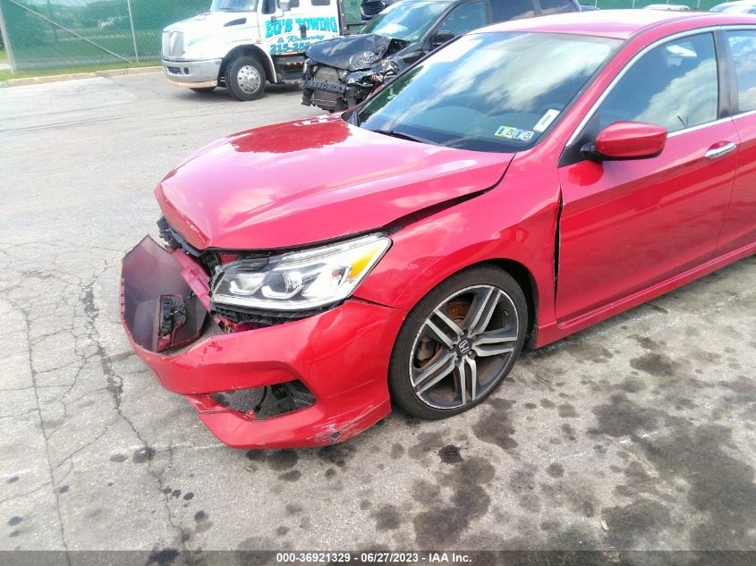 2016 HONDA ACCORD SEDAN SPORT - 1HGCR2F56GA176977