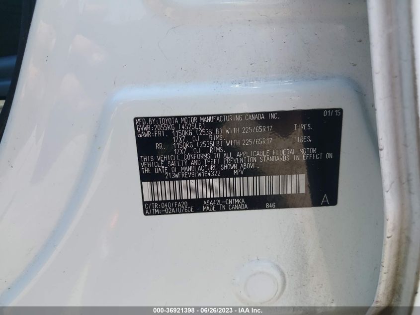 2015 TOYOTA RAV4 XLE - 2T3WFREV9FW164322