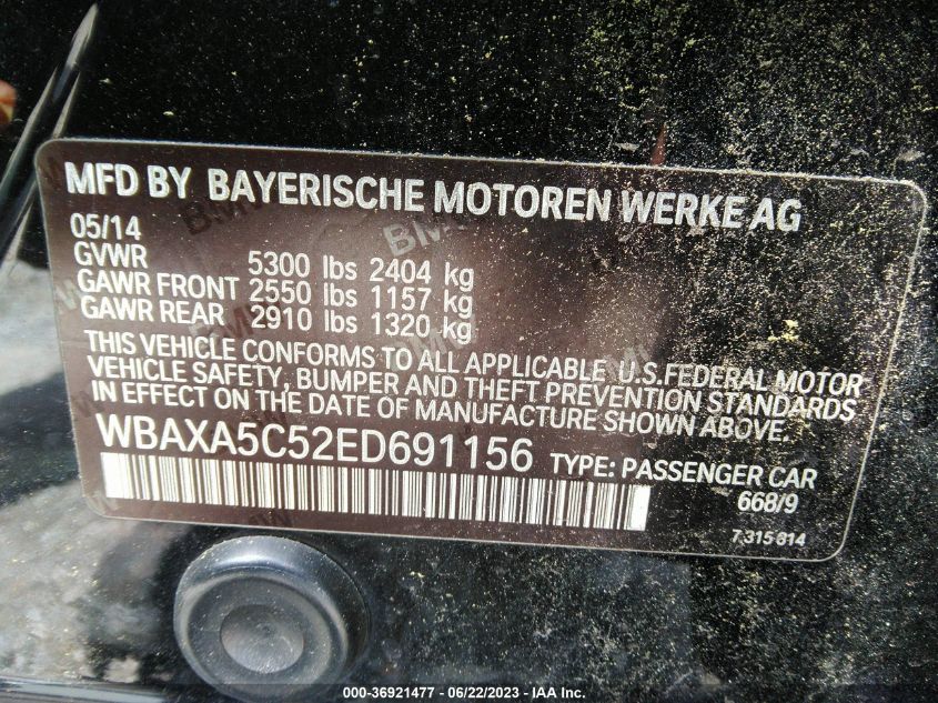 2014 BMW 5 SERIES 535D - WBAXA5C52ED691156