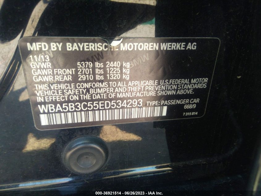 2014 BMW 5 SERIES 535I XDRIVE - WBA5B3C55ED534293