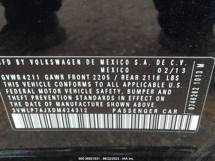 2013 VOLKSWAGEN JETTA SEDAN SEL W/NAV - 3VWLP7AJXDM424312