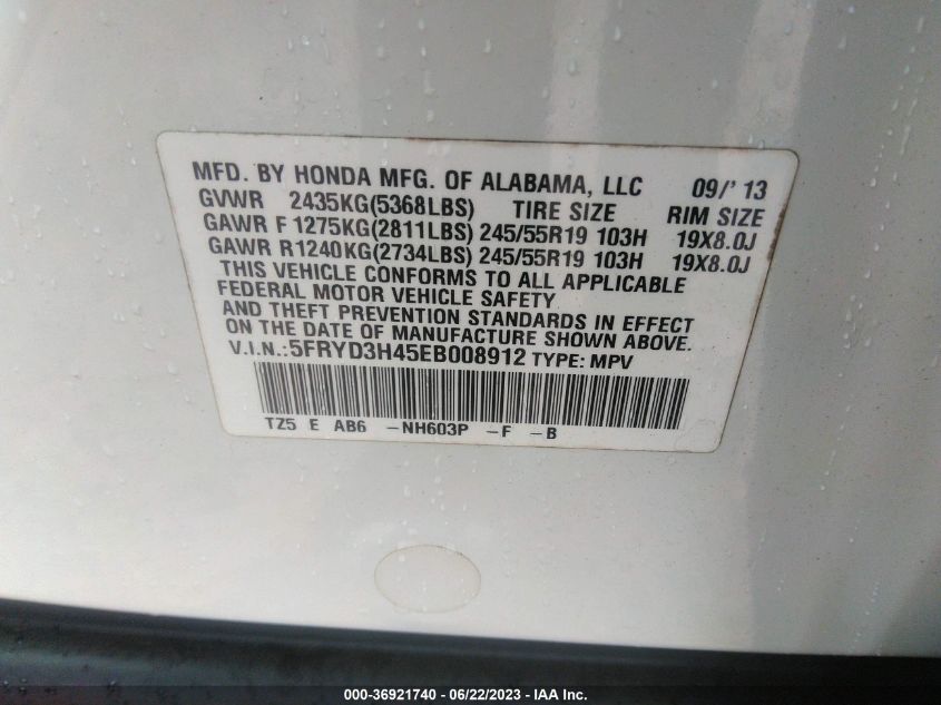 2014 ACURA MDX TECH PKG - 5FRYD3H45EB008912