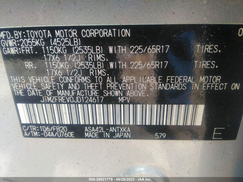 2018 TOYOTA RAV4 LE - JTMZFREV0JD124617