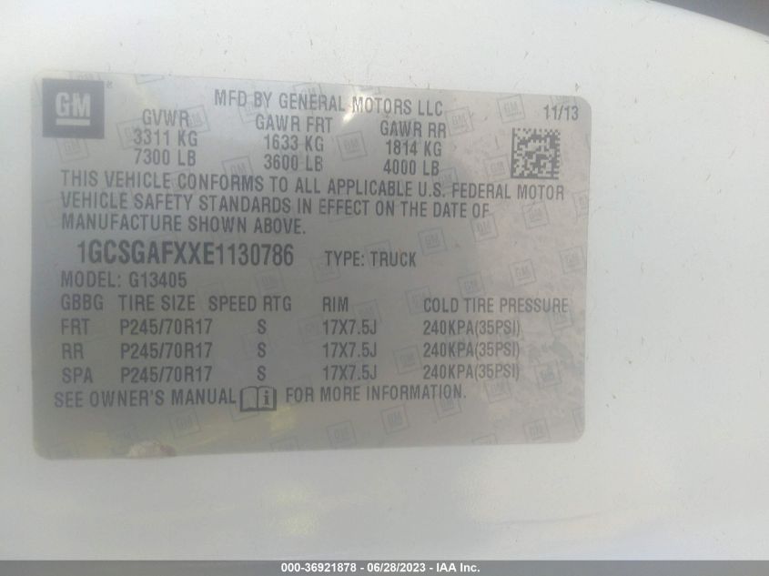 2014 CHEVROLET EXPRESS CARGO VAN - 1GCSGAFXXE1130786