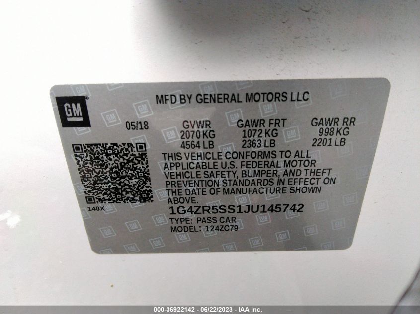 2018 BUICK LACROSSE PREMIUM - 1G4ZR5SS1JU145742