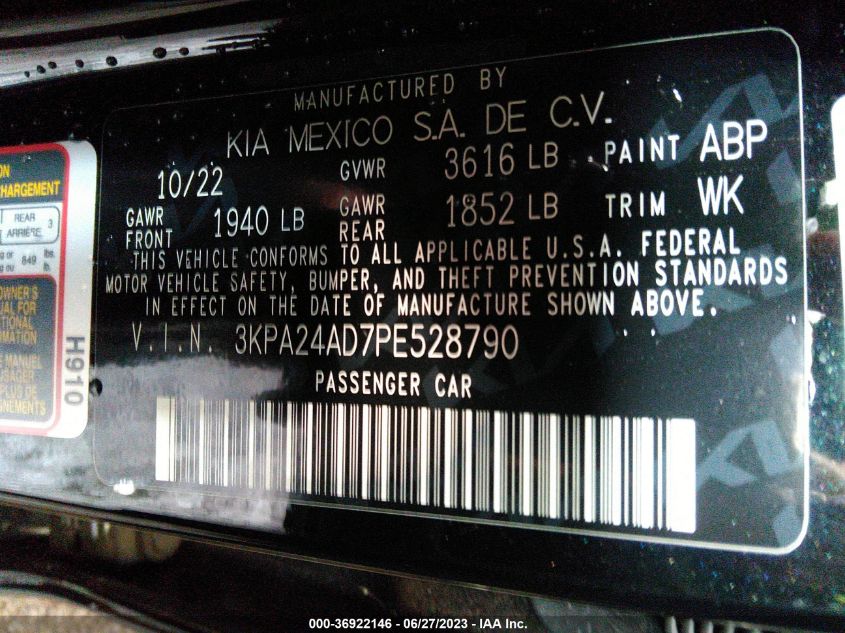 2023 KIA RIO LX - 3KPA24AD7PE528790