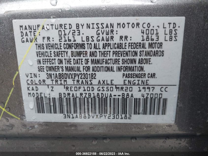 2023 NISSAN SENTRA SR - 3N1AB8DVXPY230182