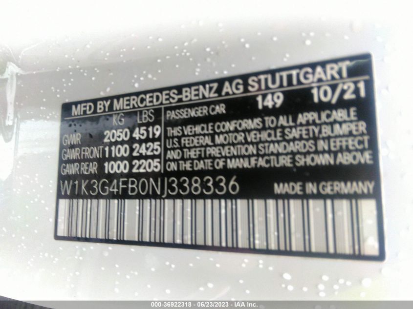 2022 MERCEDES-BENZ A-CLASS A 220 - W1K3G4FB0NJ338336
