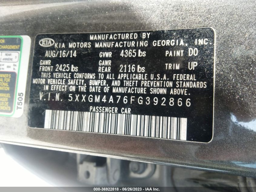 2015 KIA OPTIMA LX - 5XXGM4A76FG392866