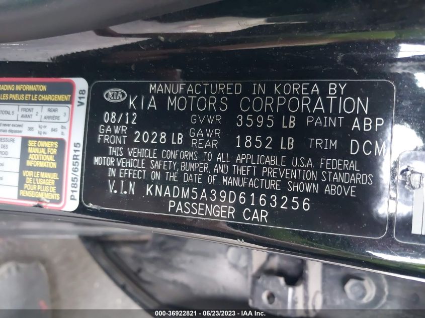 2013 KIA RIO LX - KNADM5A39D6163256