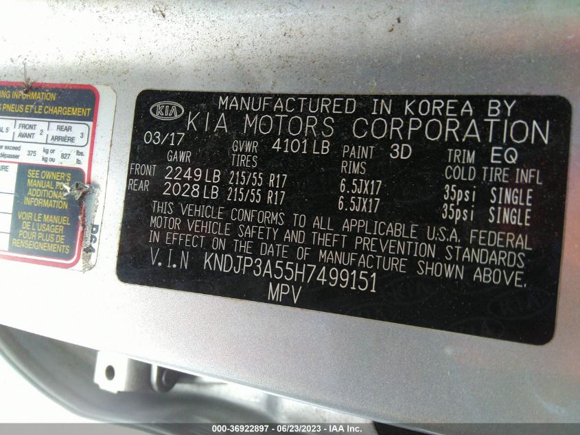 2017 KIA SOUL + - KNDJP3A55H7499151