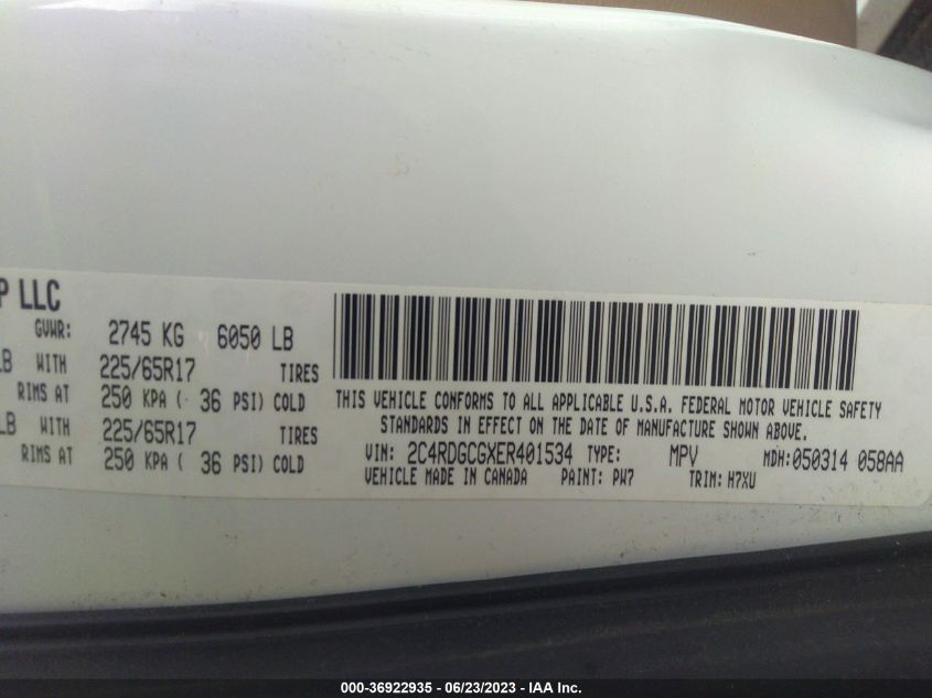 2014 DODGE GRAND CARAVAN SXT - 2C4RDGCGXER401534