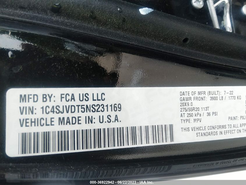 2022 JEEP WAGONEER SERIES III 1C4SJVDT5NS231169