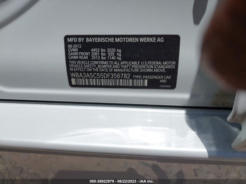 2013 BMW 3 SERIES 328I - WBA3A5C55DF356782