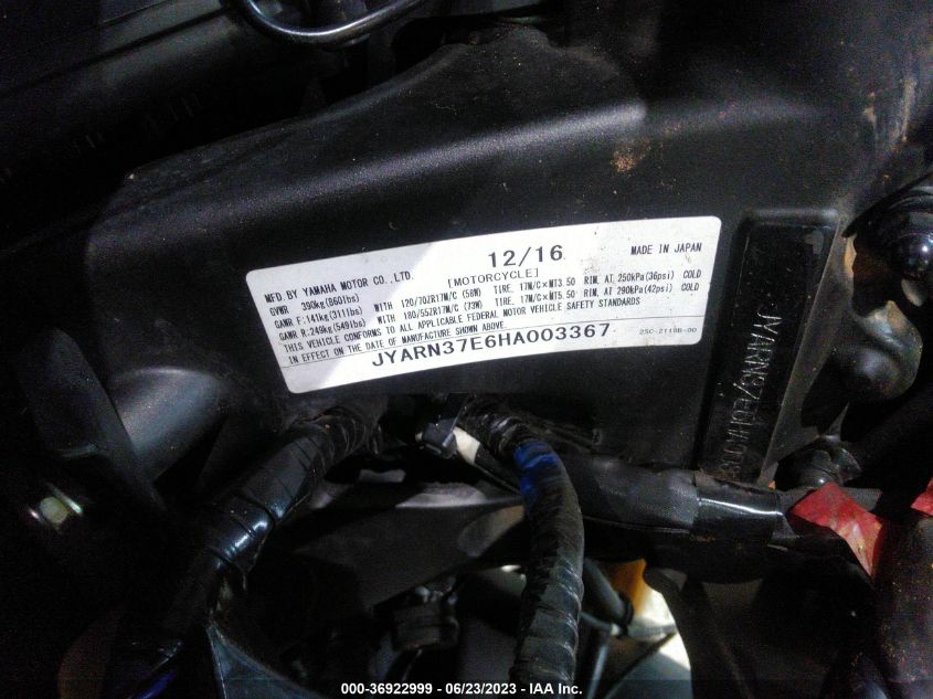 2017 YAMAHA FJ09 JYARN37E6HA003367