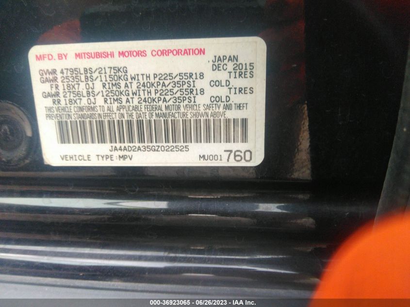 2016 MITSUBISHI OUTLANDER ES - JA4AD2A35GZ022525