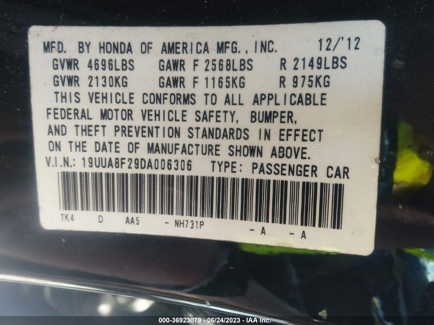 2013 ACURA TL - 19UUA8F29DA006306