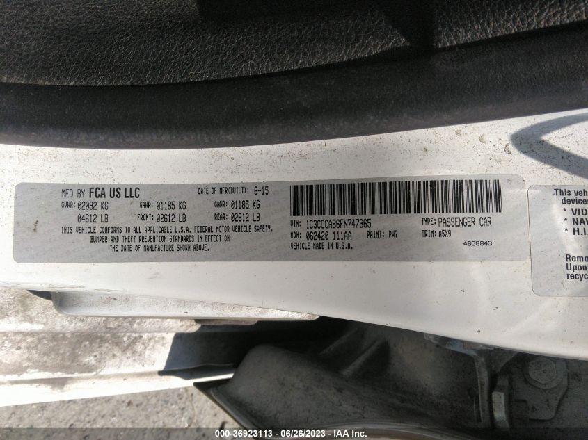 2015 CHRYSLER 200 LIMITED - 1C3CCCAB6FN747365