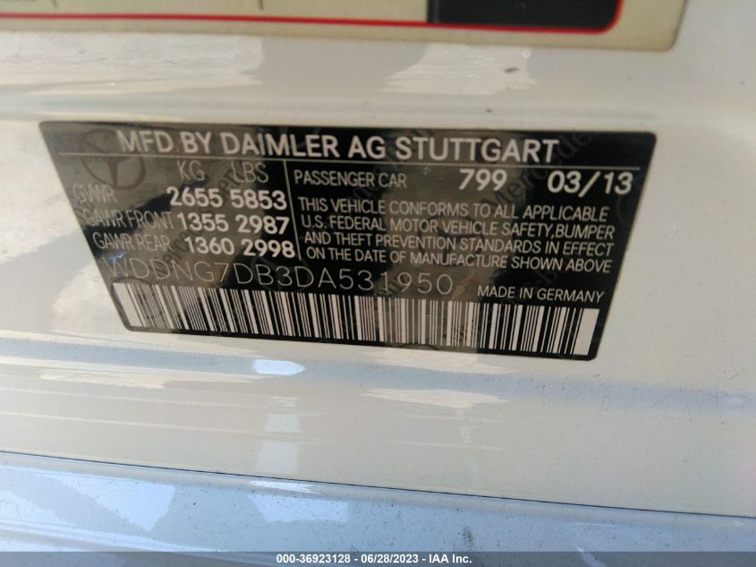 2013 MERCEDES-BENZ S-CLASS S 550 - WDDNG7DB3DA531950
