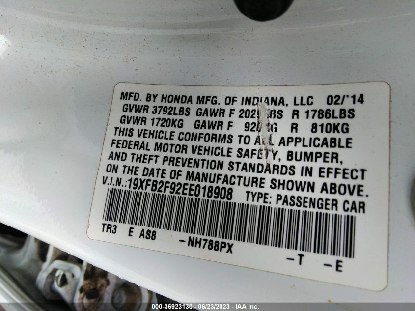 2014 HONDA CIVIC SEDAN EX-L - 19XFB2F92EE018908